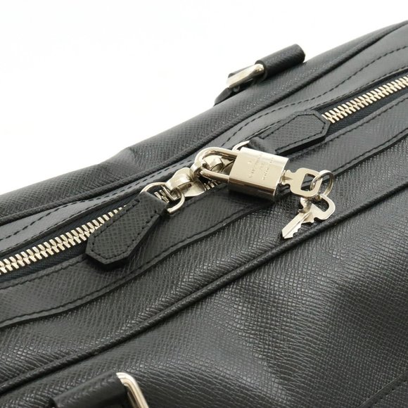 LOUIS VUITTON Taiga Stanislav Boston Bag Handbag Travel Ardoise Black M31152 - Picture 7 of 8